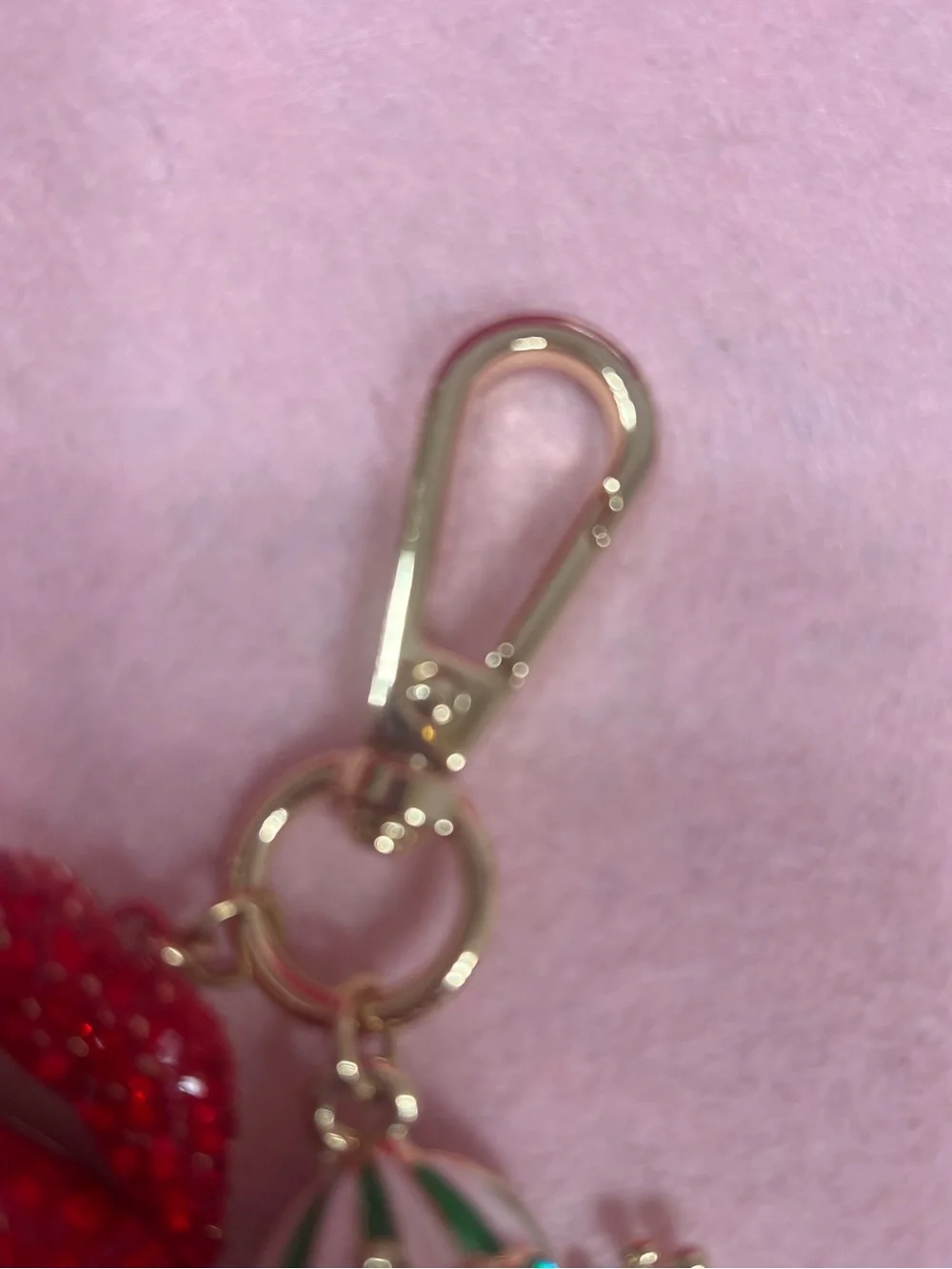 Green & White Striped Frog Keychain Bag Charm with Red Lip Charm